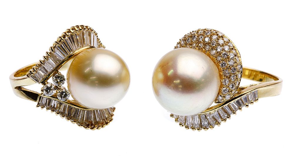 Lot 271: 18k Yellow Gold, Pearl and Diamond Rings
