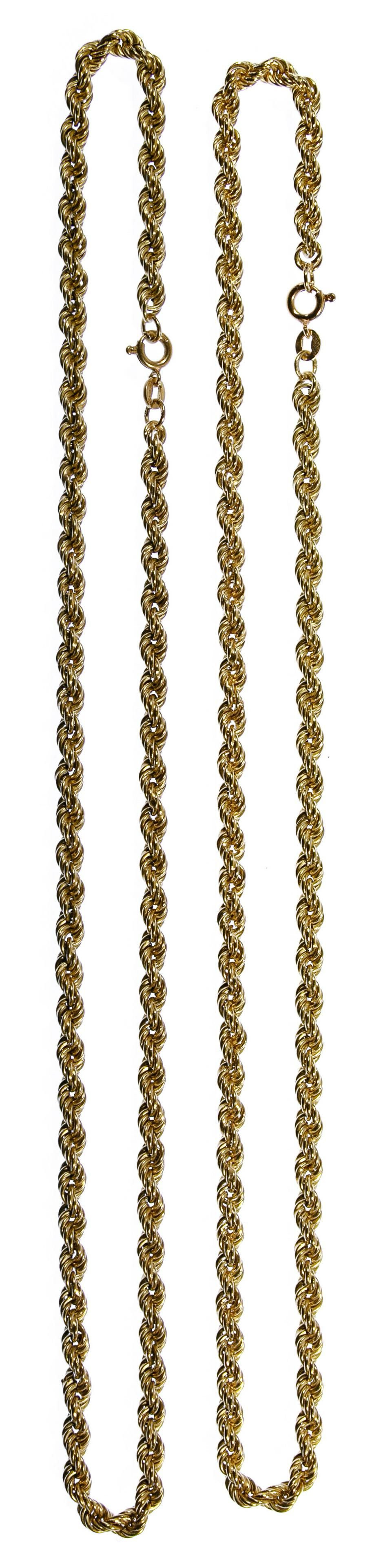 Lot 277: 18k Yellow Gold Twisted Rope Necklace Assortment