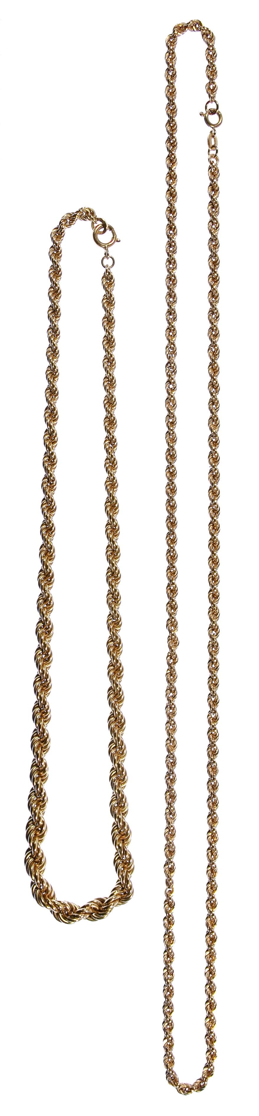 Lot 278: 18k Yellow Gold Twisted Rope Necklace Assortment