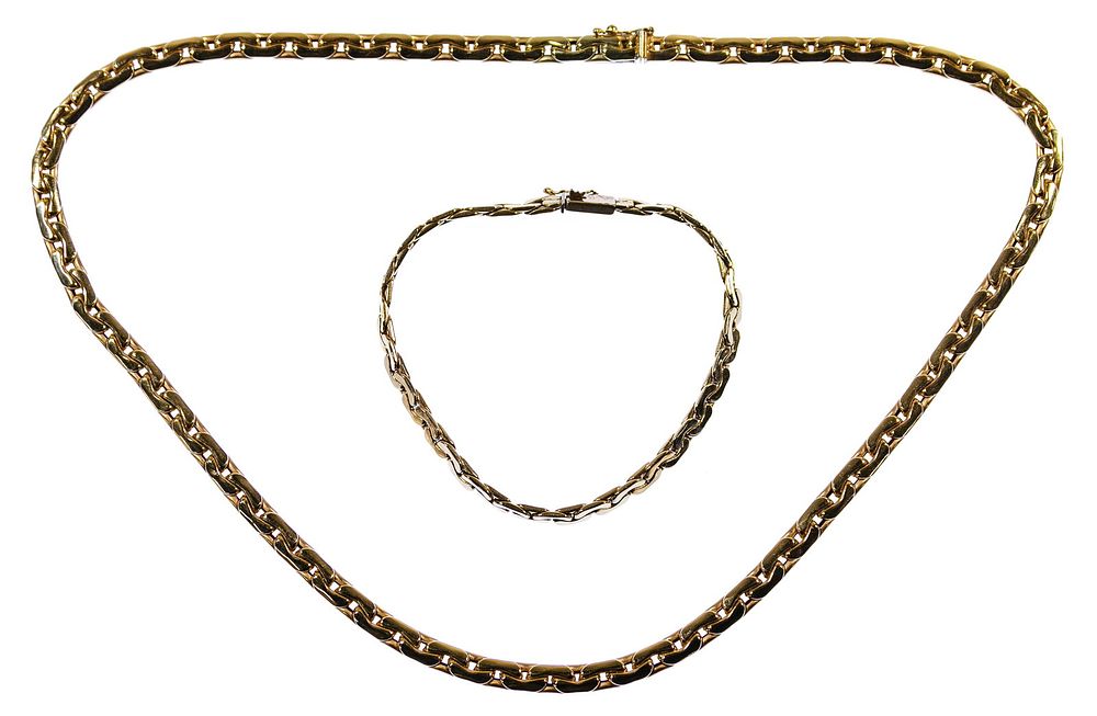 Lot 302: 14k Yellow Gold Necklace and Bracelet