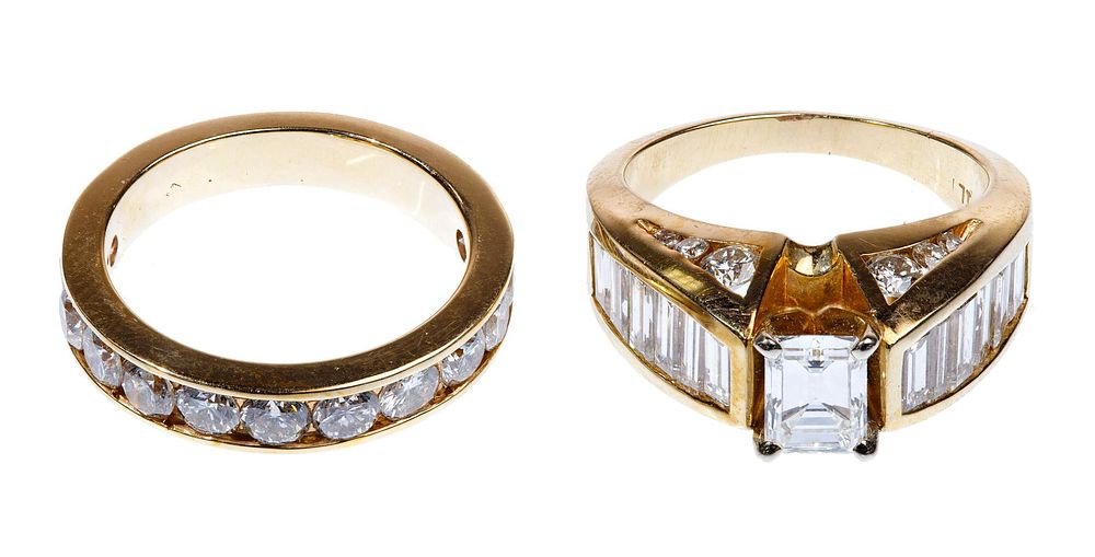 Lot 309: 14k Yellow Gold and Diamond Engagement Ring and