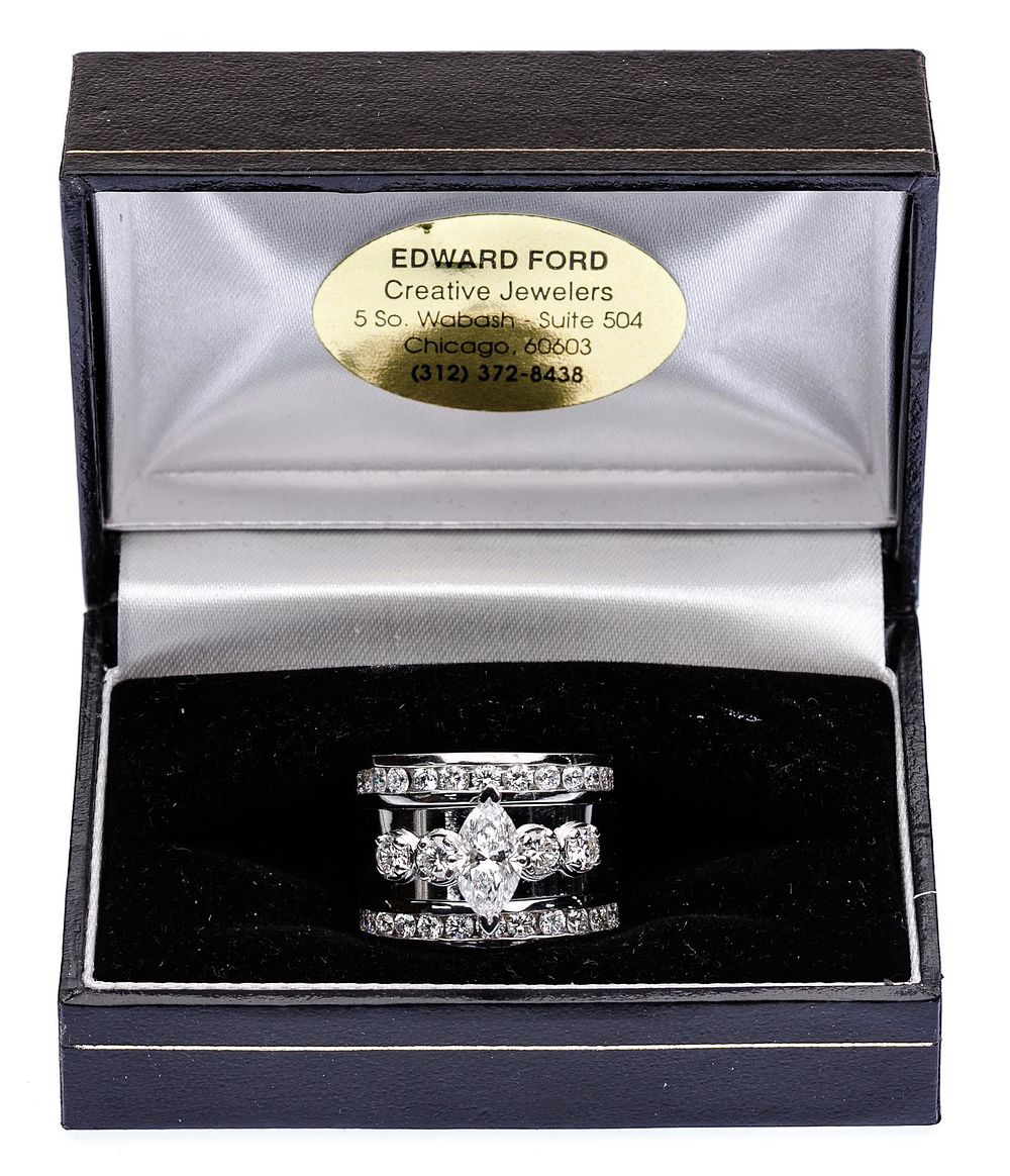 Lot 311: 14k White Gold and Diamond Ring