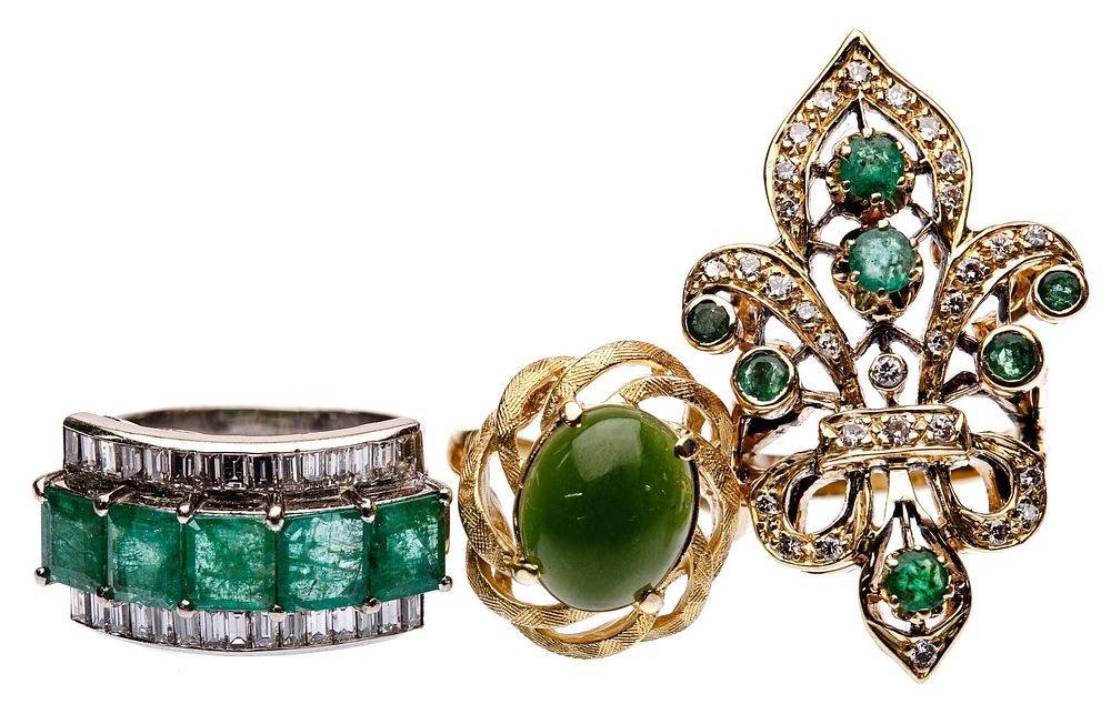 Lot 317: 14k Gold, Semi-Precious Gemstone and Diamond Rings