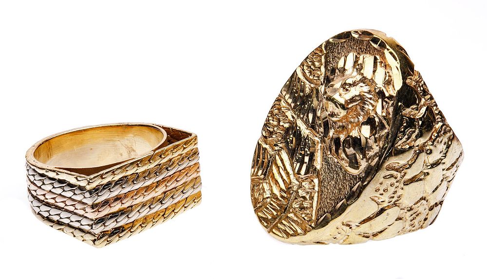 Lot 318: 14k Yellow and Multi-Colored Gold Rings