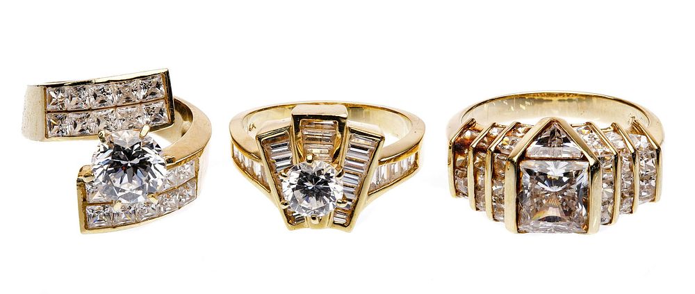 Lot 323: 14k Gold and Cubic Zirconia Rings