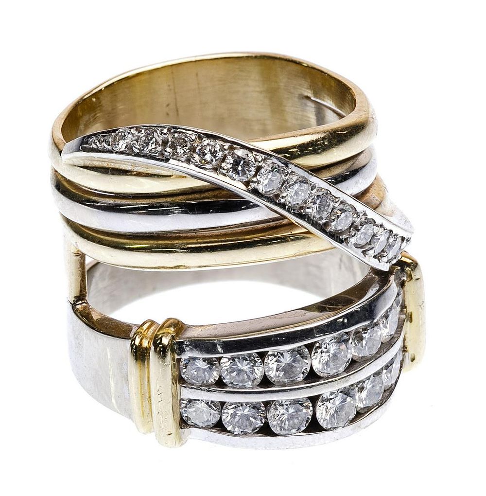 Lot 331: 14k Bi-Color Gold and Diamond Ring