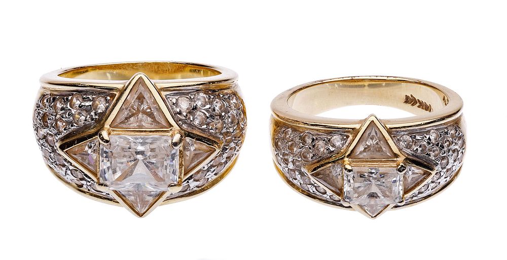 Lot 338: 14k Yellow Gold and Cubic Zirconia Rings
