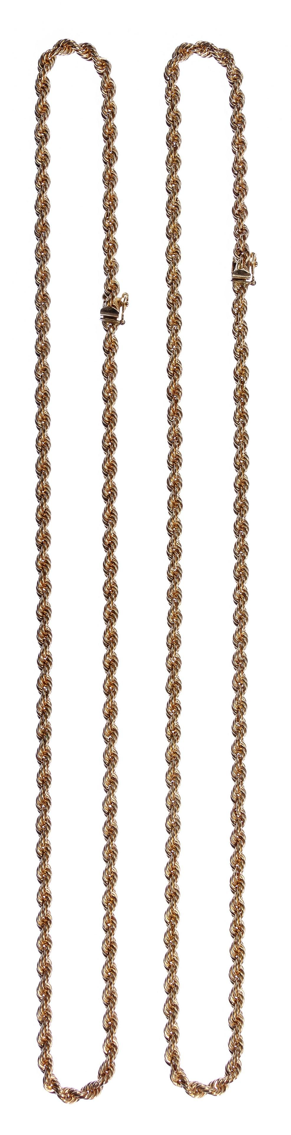 Lot 354: 14k Yellow Gold Twisted Rope Necklace Assortment