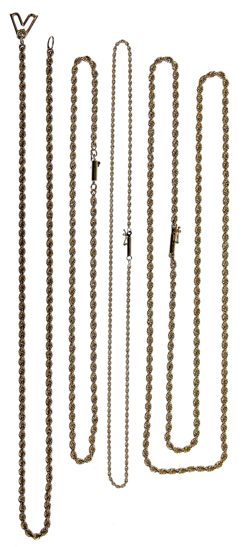 Lot 359: 14k Yellow Gold Twisted Rope Necklace Assortment