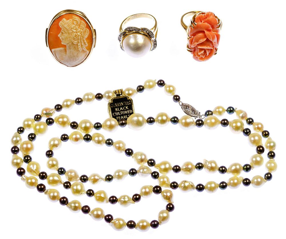 Lot 380: 14k Gold, Pearl and Coral Jewelry Assortment
