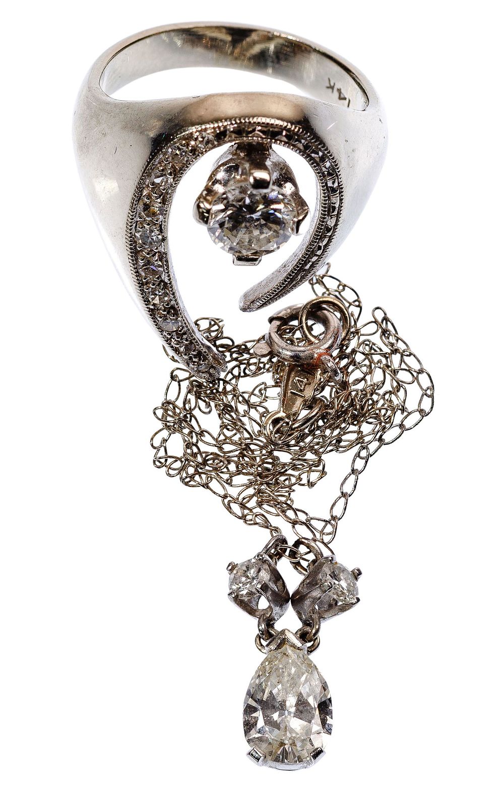 Lot 383: 14k White Gold and Diamond Jewelry Assortment
