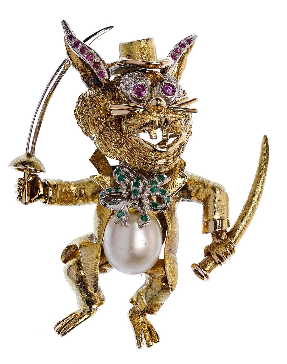 Lot 386: 14k Bi-Color Gold Rabbit Brooch