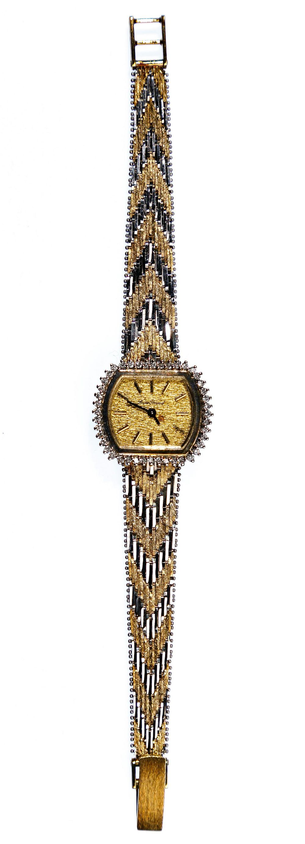 Lot 435: Lucien Piccard 14k Yellow Gold Case and Band Wrist