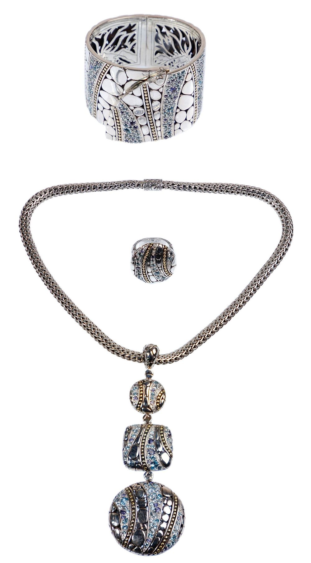 Lot 443: John Hardy 18k Yellow Gold, Sterling Silver and