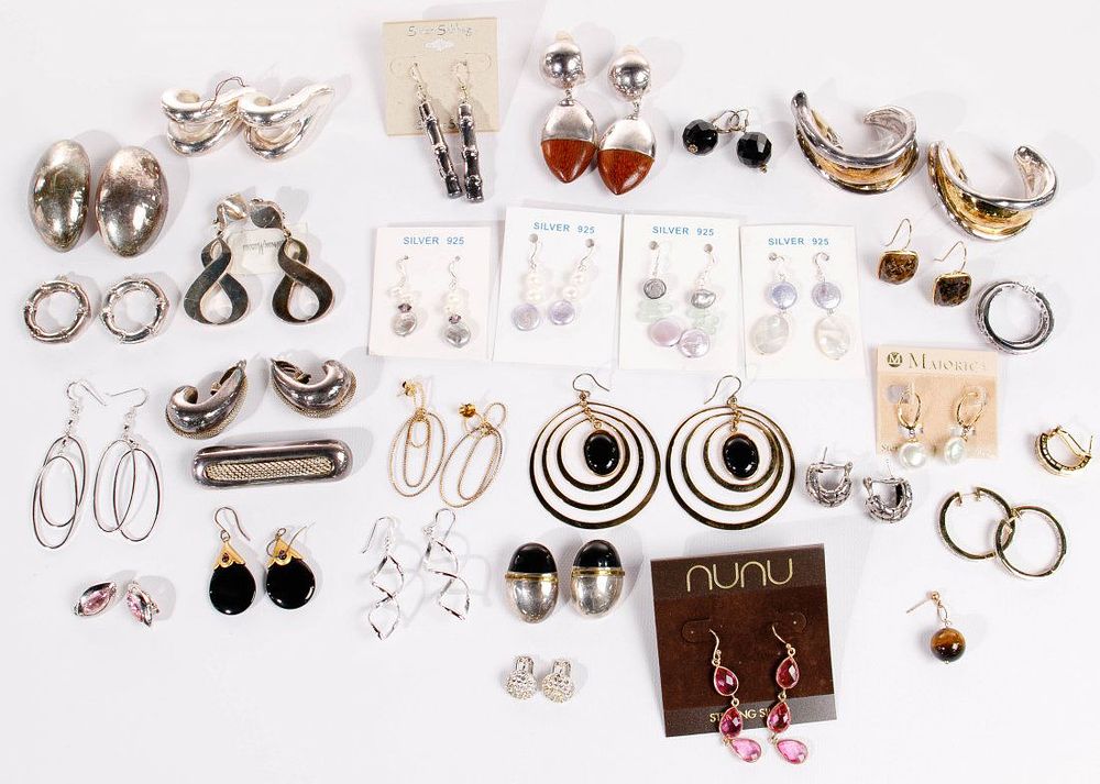 Lot 455: Sterling Silver Earring Assortment