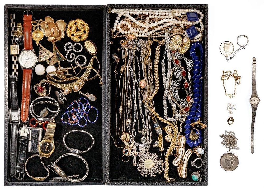 Lot 469: Gold, Silver and Costume Jewelry Assortment