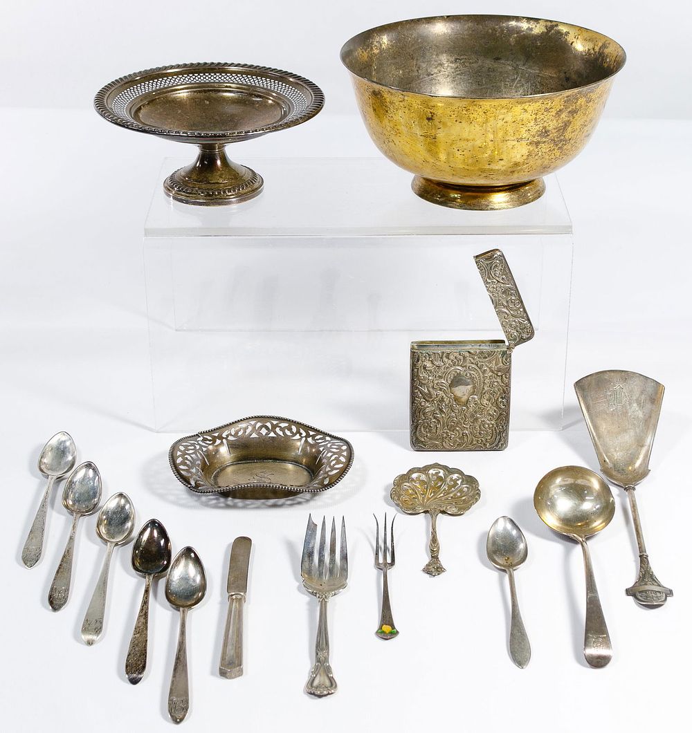 Lot 473: Sterling Silver Flatware and Hollowware Assortment
