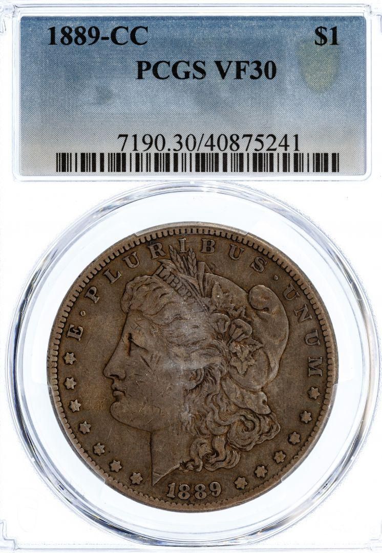 Lot 479: 1889-CC $1 VF-30 PCGS