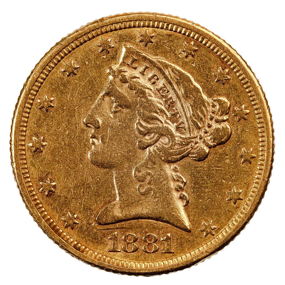 Lot 481: 1881 $5 Liberty Gold XF Details