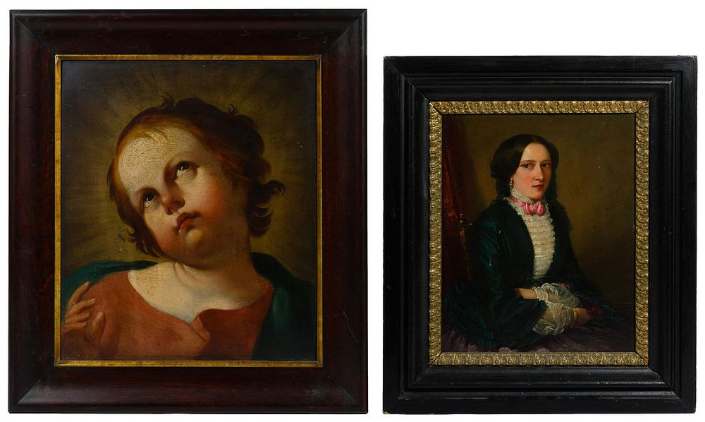 Lot 243: Oil on Panel Portraits