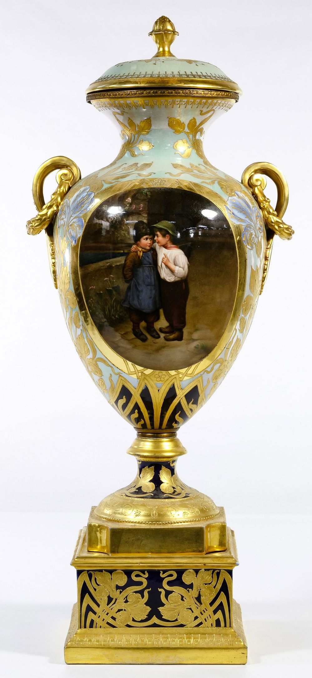 Lot 309: Vienna Hand Painted 'An Important Secret' Porcelain Urn