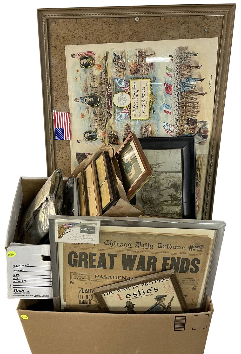 Lot 313: Military Artwork and Memorabilia Assortment