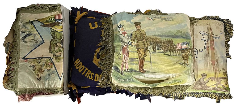 Lot 317: Military Themed Pillow Sham and Banner Assortment