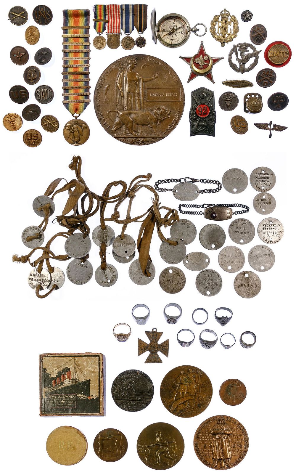 Lot 324: World War I American / British Military Assortment