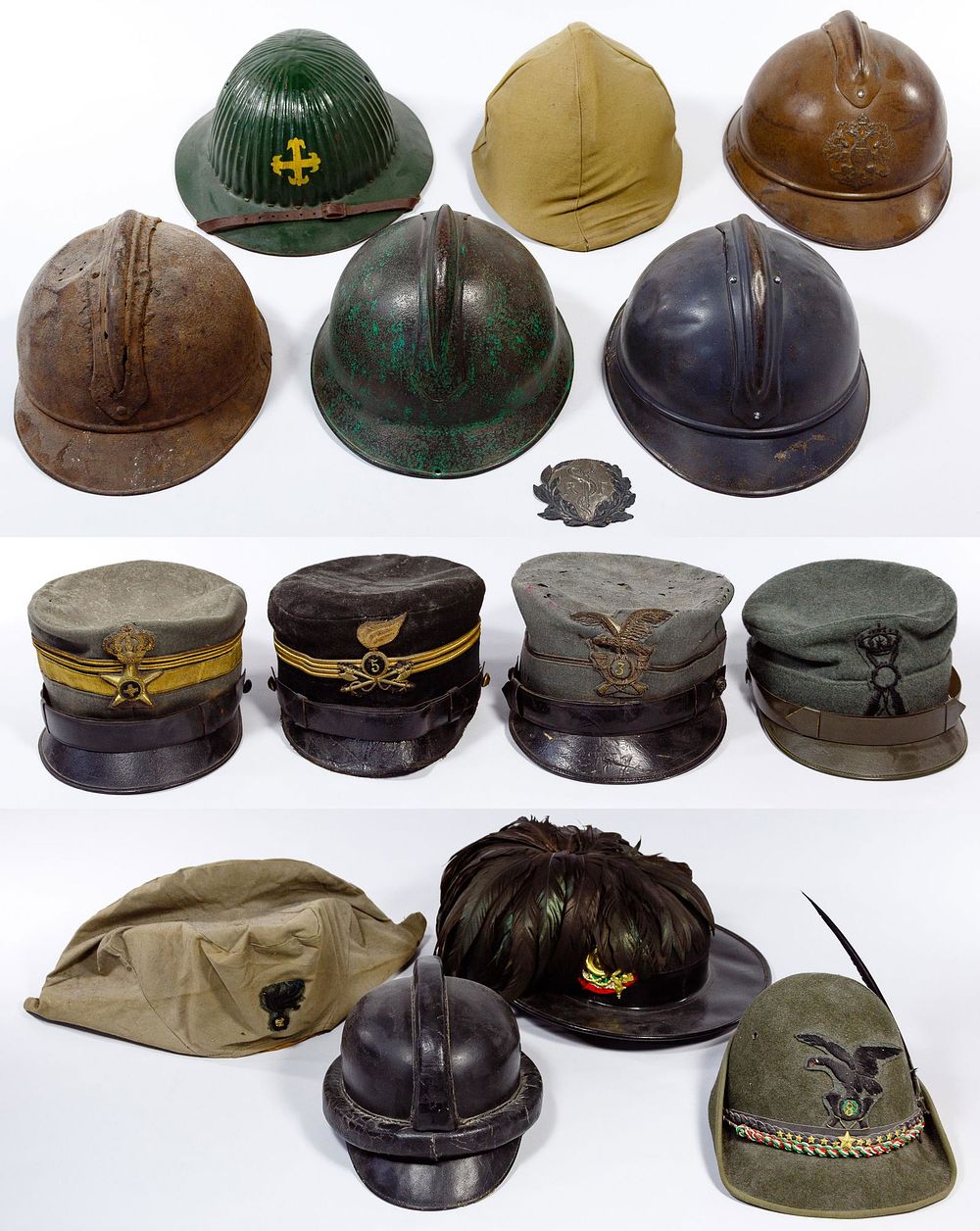 Lot 327: World War I and II Headgear Assortment