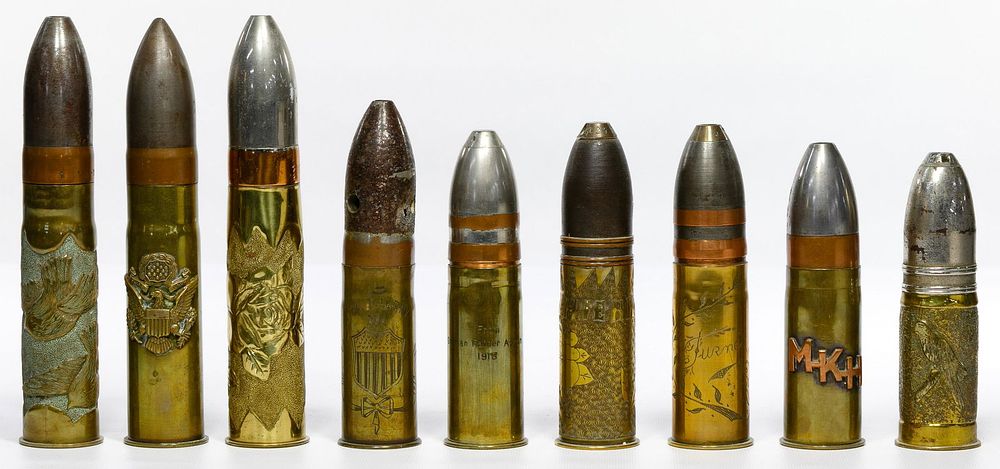 Lot 337: World War I Cartridge Mortar Casings Trench Art