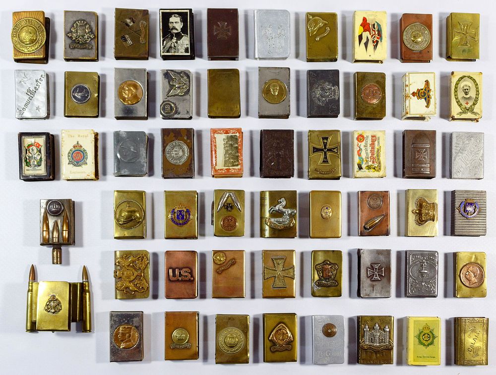 Lot 376: World War I Trench Art and Celluloid Matchbox Cover