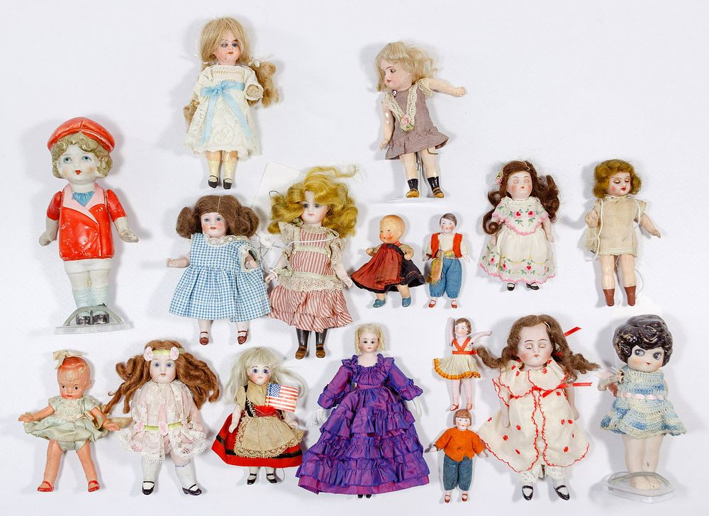 Lot 391: Bisque Dollhouse Doll Assortment
