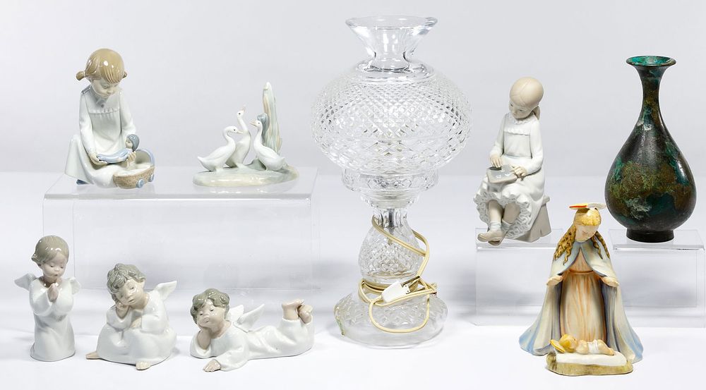Lot 419: Lladro Figurine and Waterford Crystal Lamp Assortment