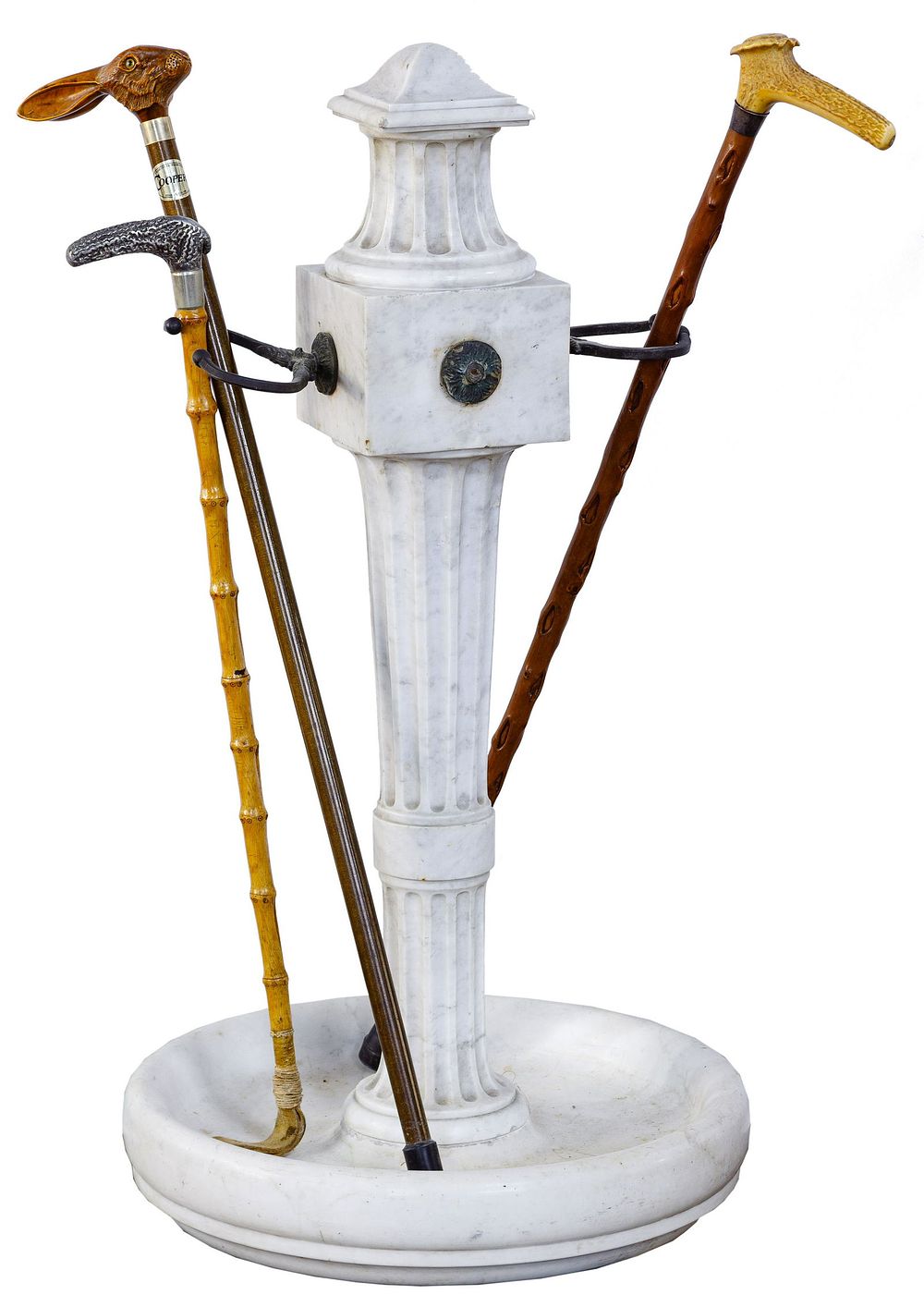 Lot 440: Marble Umbrella Stand with Cane Assortment