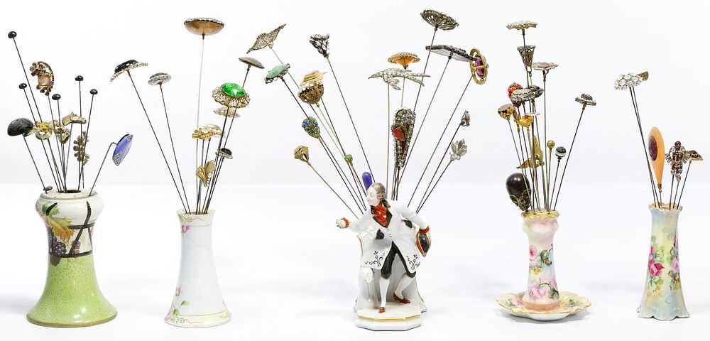 Lot 446: Hat Pin and Holder Assortment