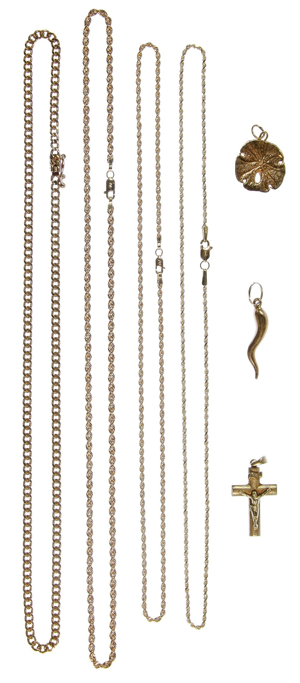 Lot 476: 14k Gold Necklace and Pendant Assortment
