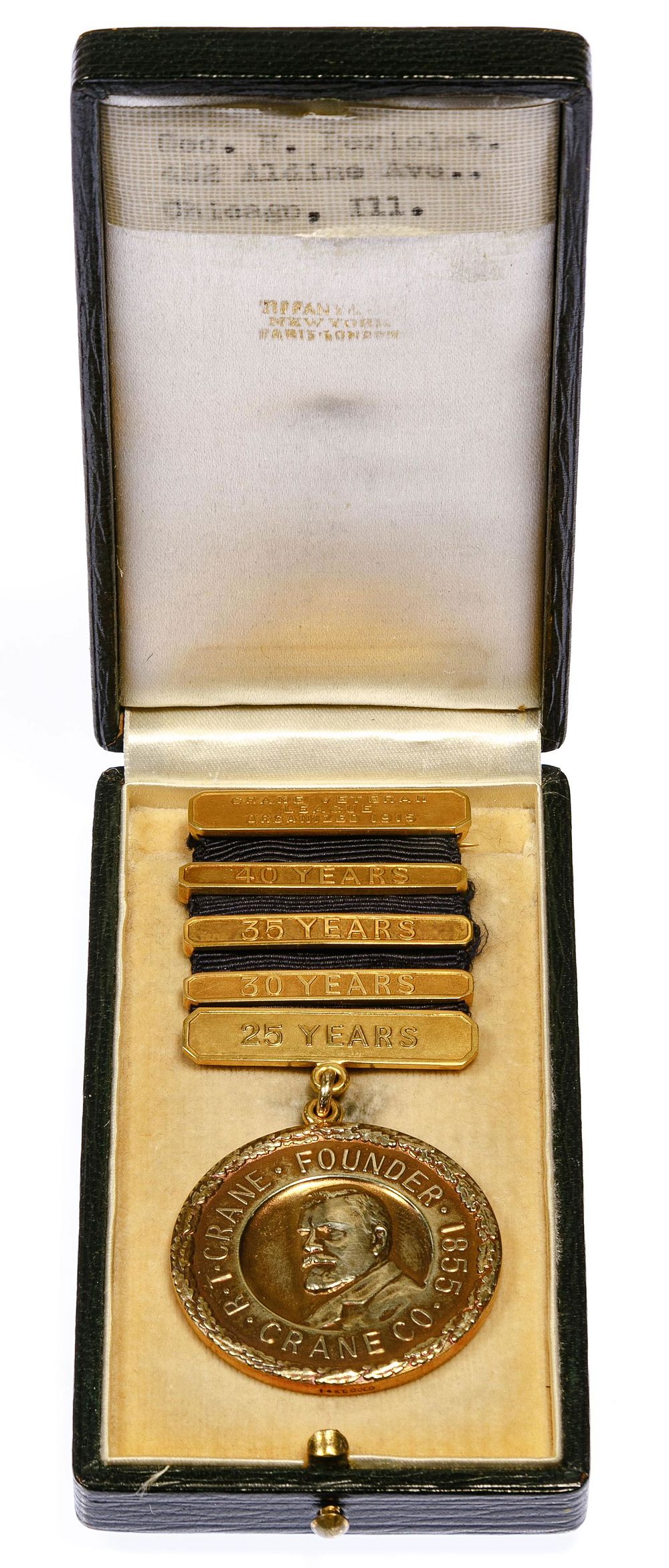 Lot 488: Tiffany & Co 14k Gold Service Medal