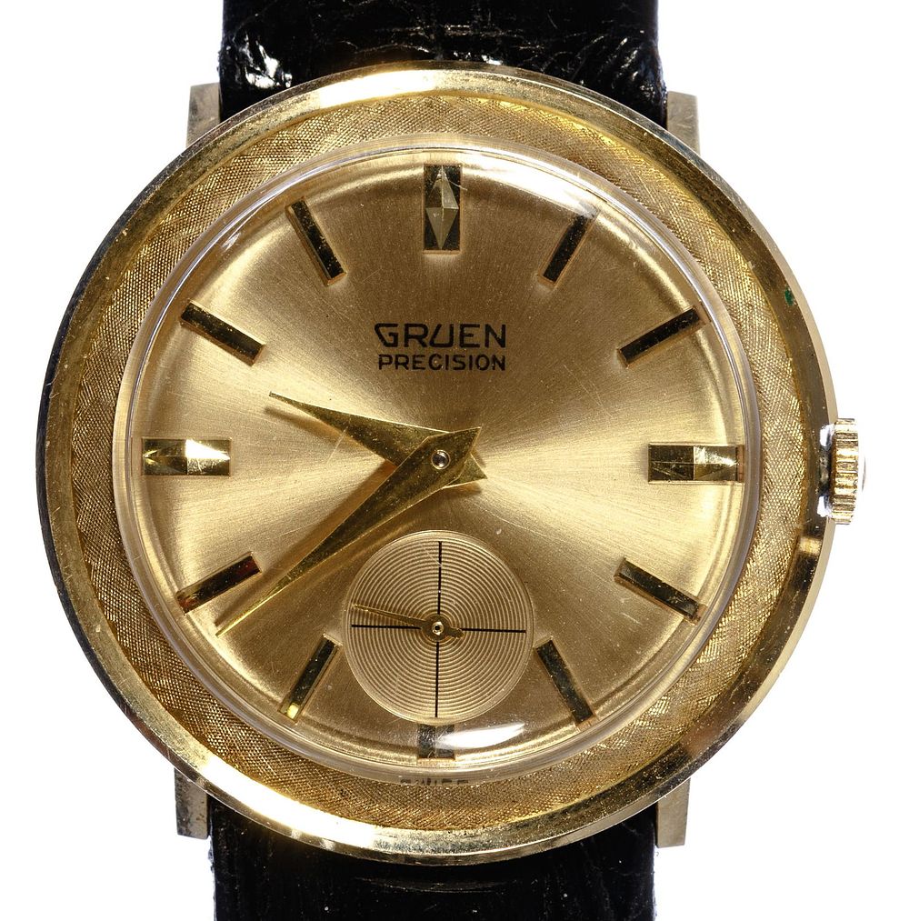 Lot 506: Gruen 14k Gold Case 'Precision' Wrist Watch