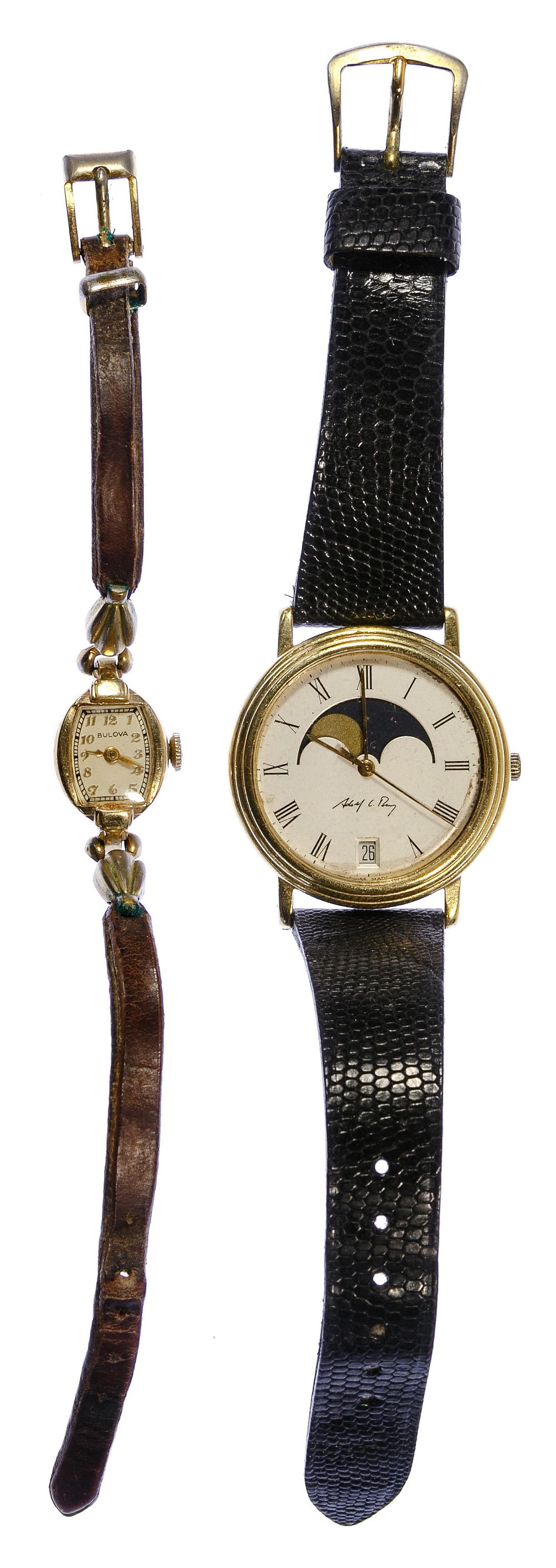 Lot 513: 18k Yellow Gold Case and 14k Yellow Gold Case Wrist