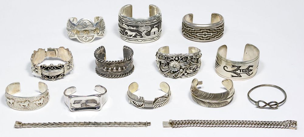Lot 524: Sterling Silver Bracelet Assortment