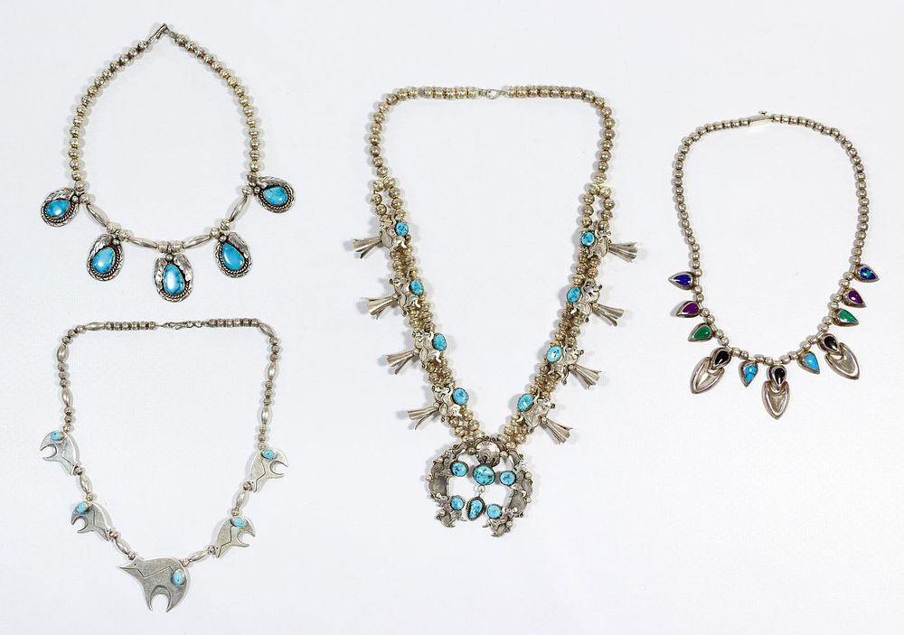 Lot 533: Sterling Silver Squash Blossom Style Necklace