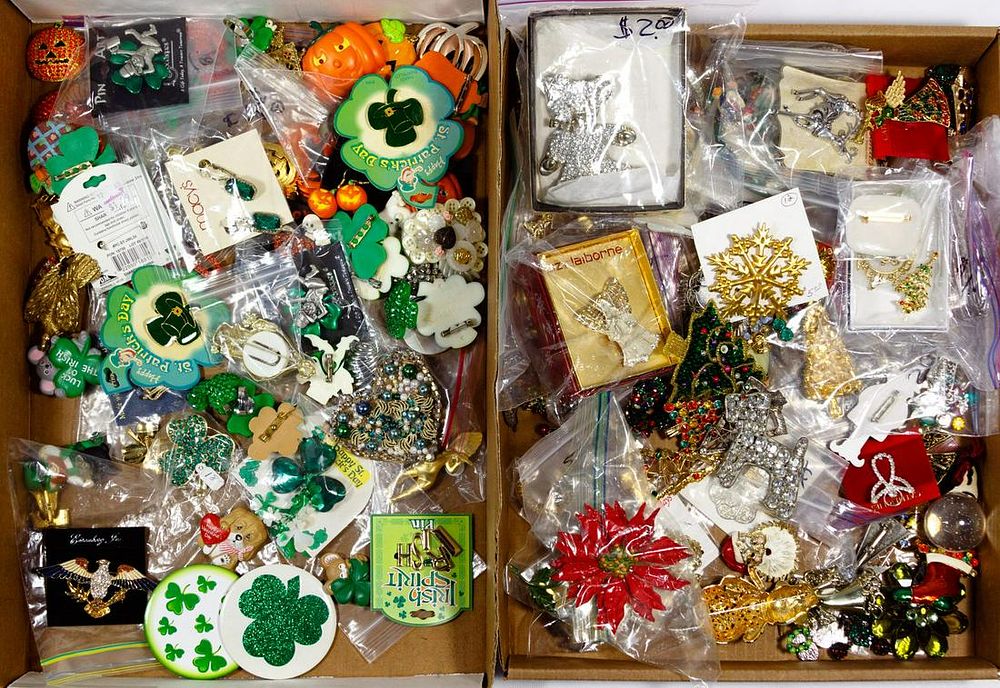 Lot 537: Holiday Rhinestone and Costume Jewelry Assortment