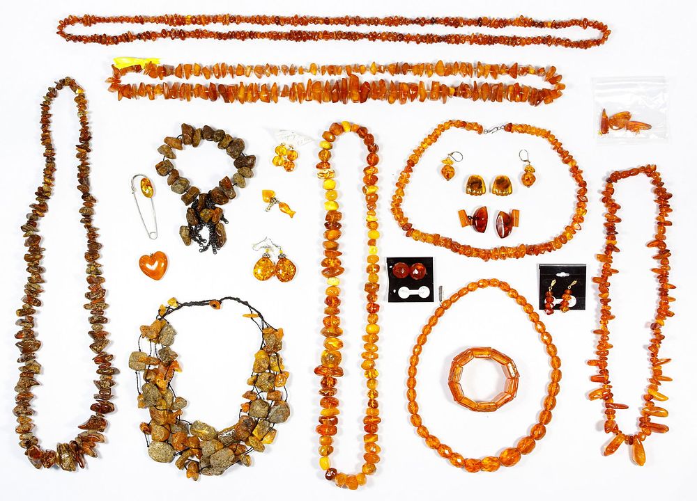 Lot 539: Natural and Mixed Amber Jewelry Assortment