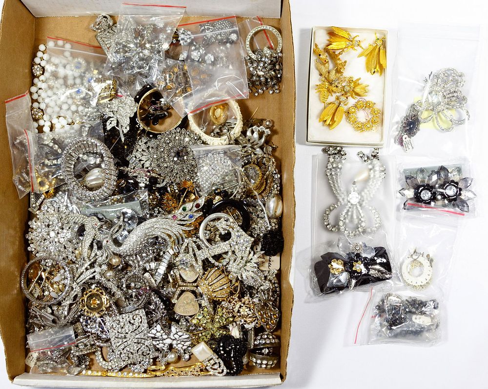 Lot 542: Rhinestone Black and White Jewelry Assortment