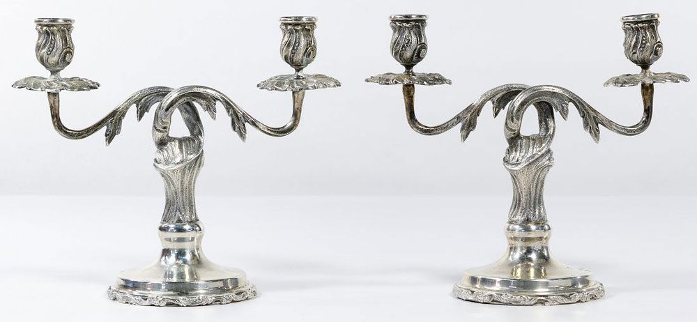 Lot 565: Mexican Sterling Silver Candle Sticks