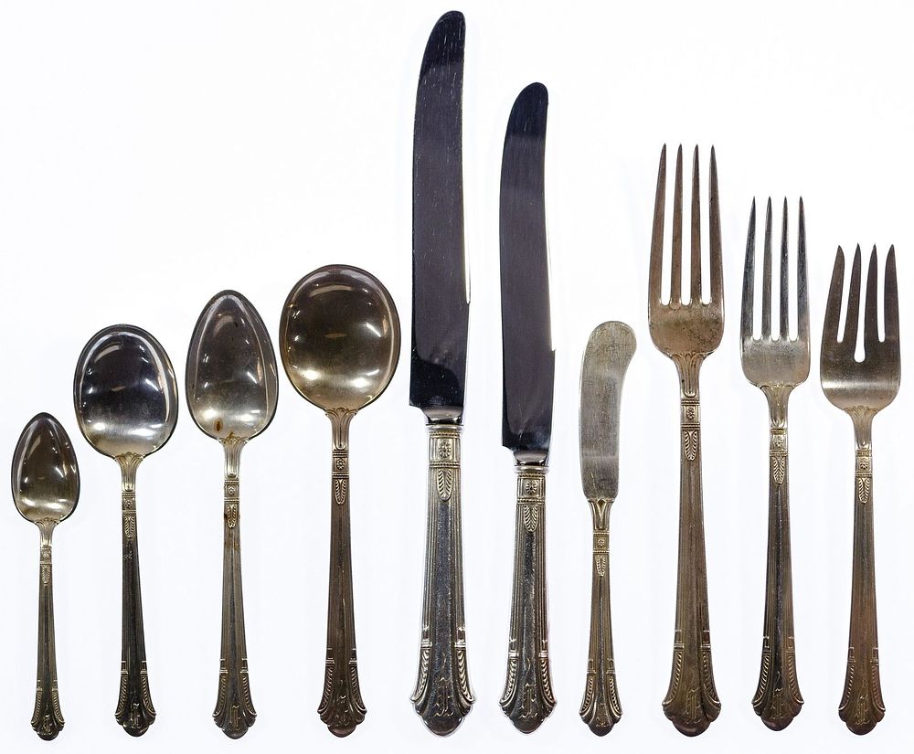 Lot 579: Gorham "Shamrock V" Sterling Silver Flatware Service
