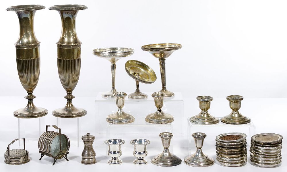 Lot 596: La Pierre Sterling Silver Weighted Vases