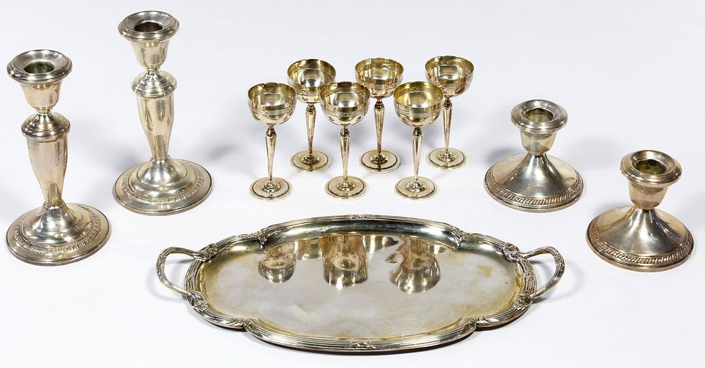 Lot 601: Sterling Silver Candle Holder Assortment