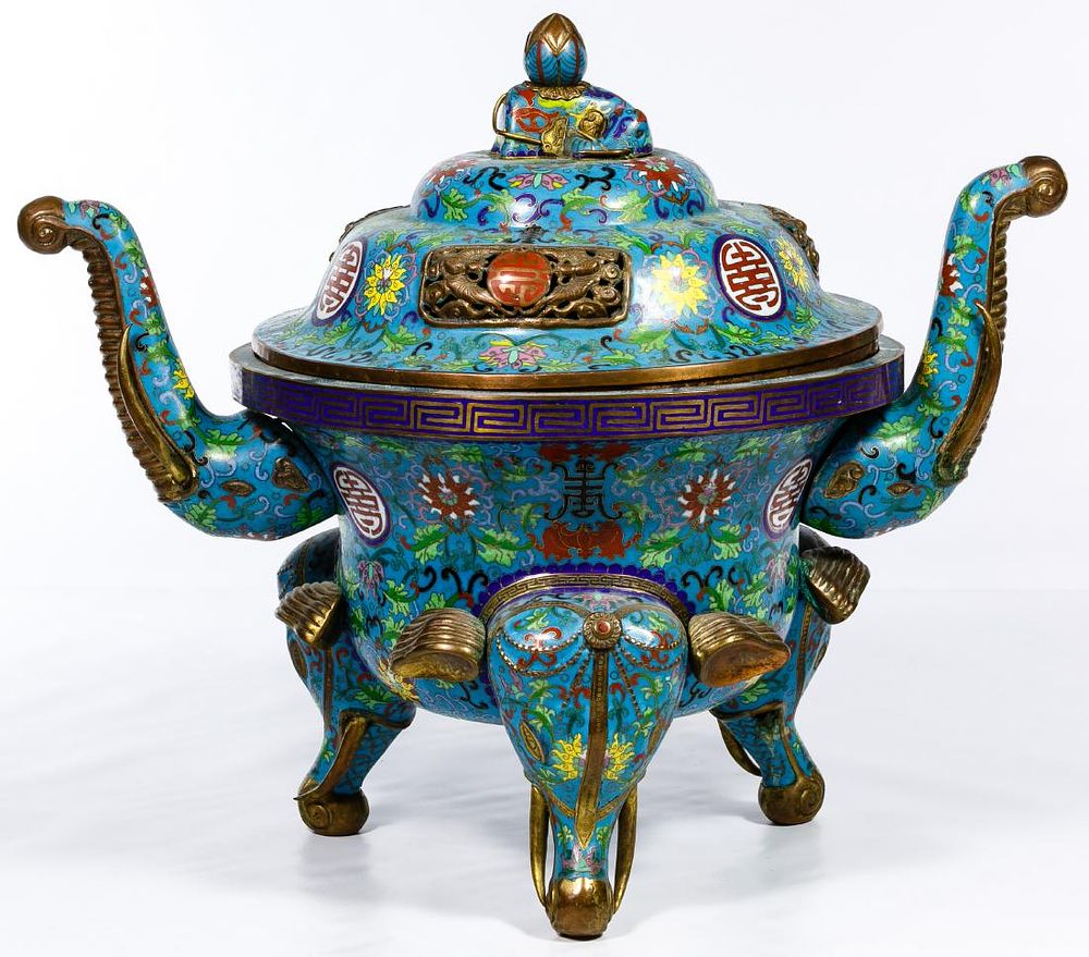 Lot 160: Asian Cloisonne Censor