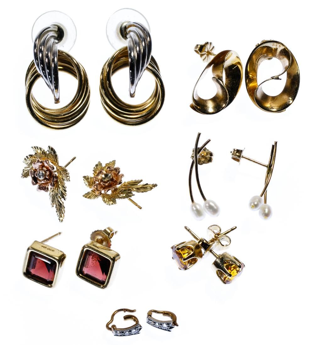 Lot 191: 14k Gold Pierced Earring Assortment